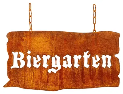Produktbild von Rost Gartenschild Biergarten Schild zum Aufhängen, Metall wetterfest 46 x 24 cm