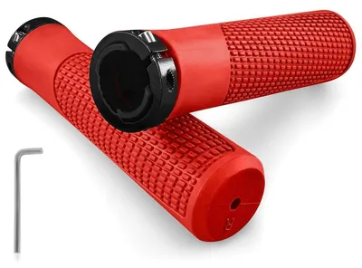 Immagine prodotto di Manopole universali per bicicletta, 22 mm, gomma rossa, ergonomiche, antiscivolo, lunghezza 135 mm