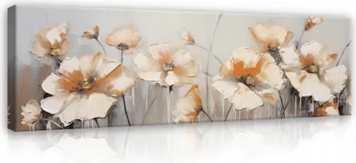 Produktbild von Bilder Abstrakt Blumen beige Modern 145x45 cm XXL Canvas Bild auf Leinwand Leinwandbilder Leinwandbild Wandbilder Wohnzimmer Schlafzimmer