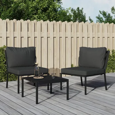 Produktbild von "im Angebot" Gartenstühle mit Grauen Kissen 2 Stk. 60x74x79 cm Stahl - Stapelsessel CC16690