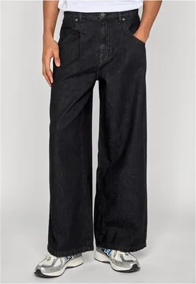 Image de Jean pour homme Urban Classics, modèle plissé avec grandes poches, noir délavé - taille 44