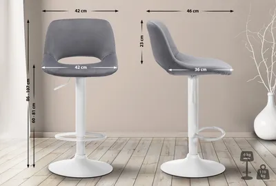 Zdjęcie produktu dla Krzesło barowe Camden - aksamit, biała rama - Ciemnoszary