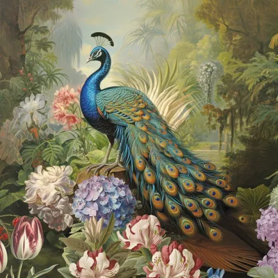 Produktbild von 20 Servietten Olympos - Pfau in eleganter Szene 33x33cm
