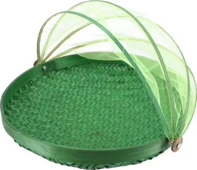 Produktbild von Fliegenschutz Obstkorb in 3 Größen - Grün, Bast, Größe: 30 cm Ø