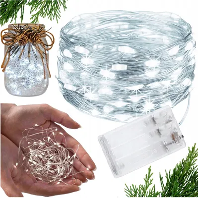 Zdjęcie produktu dla Oświetlenie Led 100 Diod Led Na Przewodzie Biały Zimny 10M Do Dekoracji Wnętrz I Imprez