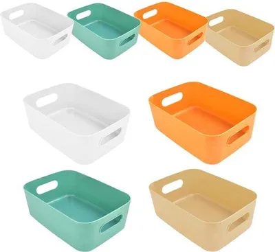 Obrázek produktu pro Malé plastové boxy, 8 kusů, stohovatelné, s uchem, do koupelny