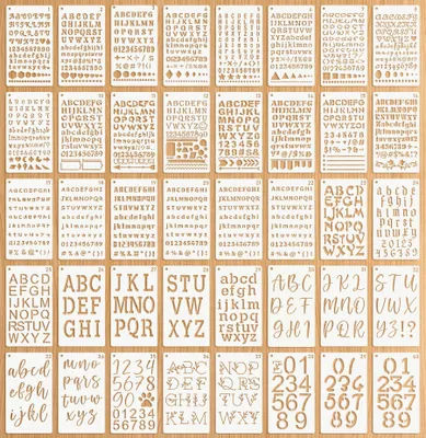 Produktbild von Set mit 40 Alphabet-Schablonen in 30 verschiedenen Schriftarten