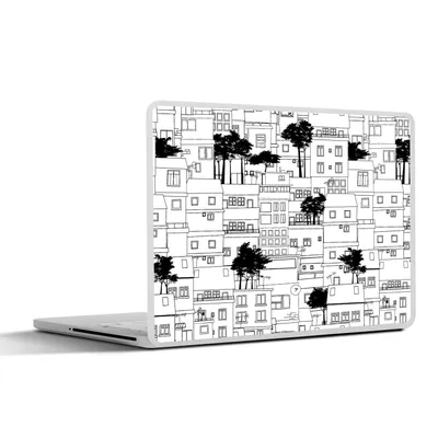 Produktbild von MuchoWow® Laptop Aufkleber Sticker Cover Muster - Bäume - Haus 31x22.5 cm - Laptop-Deko