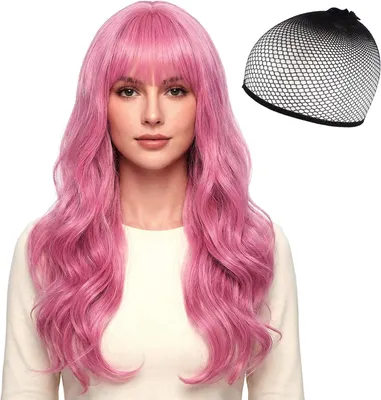 Produktbild von Damenperücke, rosa, 66 cm, Kunsthaar, für Cosplay