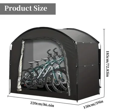 Obrázok produktu pre Držiak na bicykle – Skladacia garáž na 4 bicykle – Odolná voči UV žiareniu – Vodotesný materiál Oxford 600D – Reflektívna vnútorná strana – Vhodné do záhrady a na vonkajšie použitie – Čierna