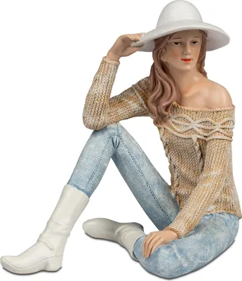 Produktbild von formano Dekofigur Frau sitzend modern Wohnraum Figur handbemalt 20x19 cm