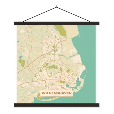 Produktbild von MuchoWow® Textilposter Wilhelmshaven - Karte - Stadtplan - Vintage 40x40 cm mit schwarzem Rahmen - Fotos