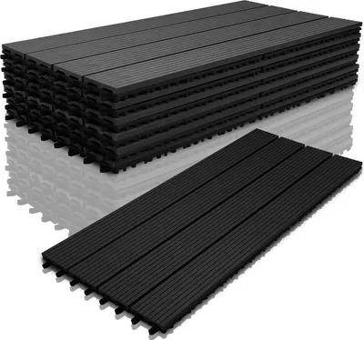 Obrázok produktu pre TolleTour terasové dlaždice drevené dlaždice WPC dlaždice 12 plastové 2m² záhrada 60x30cm click dlaždice podlaha s drenážou antracitovo šedá