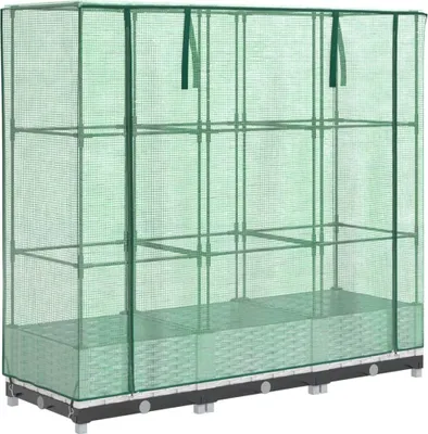 Produktbild von vidaXL Hochbeet mit Gewächshaus-Aufsatz Rattan-Optik 120x40x123 cm