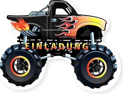 Produktbild von Friendly Fox Monstertruck Einladung, 12 Einladungskarten Kindergeburtstag Monster Truck, Auto Geburtstagseinladungen