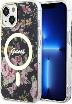 Obrázek produktu pro Guess Flower MagSafe - pouzdro pro iPhone 14 (černé)