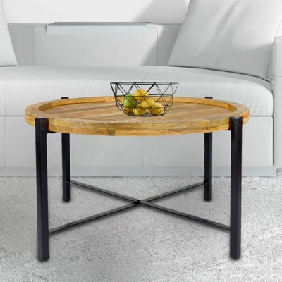 Produktbild von soma Couchtisch ø75cm Beistelltisch Wohnzimmer Tisch rund Sioux Metall Gestell tabacco - schwarz