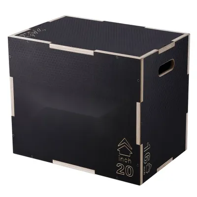 Produktbild von 3-in-1-Plyometrische Sprungbox 24-20-16-Zoll - Plyobox, Sprungkasten - Sprungkiste mit 204 kg Tragkraft - Fitness Step-Up-Box für zuhause - Schwarze Höhenverstellbare Sprungkraft-Übungsbox.