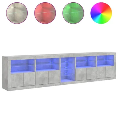 Image de Buffet avec lampes LED gris béton 283x37x67 cm