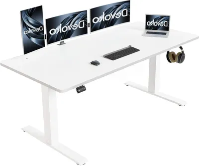 Image de Bureau assis-debout électrique ergonomique - Bureau réglable - Bureau debout - Bureau - Table de travail - Blanc