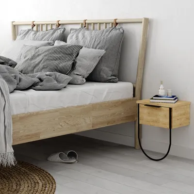 Produktbild von DECORTIE Norfolk Modern Nachttisch Eiche Schlafzimmermöbel 33 x 25 x 44 cm