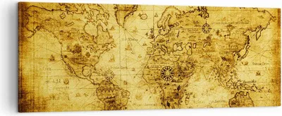 Produktbild von Bild auf Leinwand - Leinwandbild - Karte Welt Kontinente - 140x50cm - Wand Bild - Wanddeko - Leinwanddruck - Bilder - Kunstdruck - Wanddekoration - Leinwand bilder - Wandkunst - AB140x50-0127