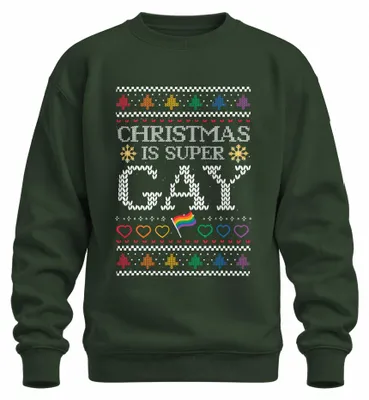 Immagine prodotto di Maglione di Natale a tema LGBTQ, con stampe colorate e motivi "brutti", verde bottiglia, taglia XXL