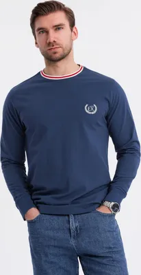 Produktbild von Ombre Clothing Langarm-T-Shirt für Männer Ziia dunkelblau S