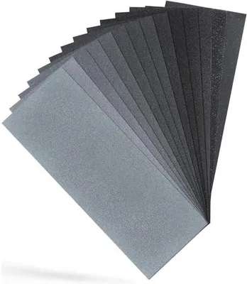 Produktbild von Schleifpapier Set,14 Stück Körnung von 400 bis 2000 Fein Sandpapier,Nass und Trocken für Auto, Metall,Holzmöbel,Stein,Lack,Glas Wasser Schmirgelpapier,9 x 3,6 Zoll
