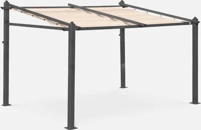 Produktbild von sweeek - WANDPERGOLA 3X4M mit Schiebeleinwand  - Beige