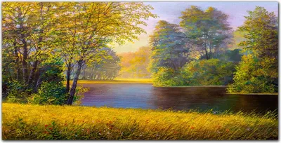 Produktbild von Coloray - Bild aus Glas - Glasbilder - 100 x 50 cm - Wohnzimmer Glasblock mit Bild Wanddekoration Gehärtetes Glas Dekoration Küche - River Forest Natur