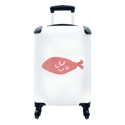 Produktbild von MuchoWow® Koffer Handgepäck Trolley Rollkoffer Kleine Reisekoffer mit 4 Rollen - Pastell - Fisch - Rosa - Cabin Size < 55x40x23 cm & 55x40x20 cm - Fotokoffer - Kabinenkoffer - Boardgepäck - Reise-Box - Reisekoffer - Reisegepäck - Koffer mit Bild - Trolley für Kinder