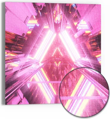 Produktbild von DEQORI Hybrid Leinwand Bild 50x50 cm 'Lichtspiel der Zukunft' Wandbild Glas flach modern