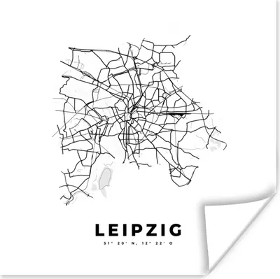 Produktbild von MuchoWow® Poster Stadtplan - Schwarz-weiß - Karte - Leipzig - Deutschland 75x75 cm - Wand Dekoration