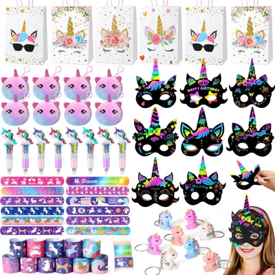 Productafbeelding van Eenhoorn Party uitdeelcadeautjes kinderverjaardag - Meisjes Eenhoorn Portemonnee Kinderen Masker Krasfoto's