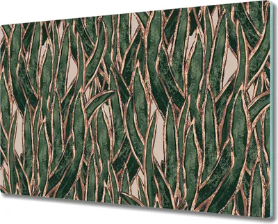 Produktbild von Glas-Herdabdeckplatte Glaskeramikkochfeld-Abdeckung Spritzschutz - 80x52 cm - gold-grüne Blätter