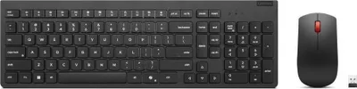 Zdjęcie produktu dla Lenovo 4X31R64453, Pełnowymiarowy (100%), Bezprzewodowy, RF Wireless, Czarny, Dołączona myszka