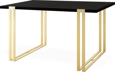 Obrázok produktu pre Rozťahovací jedálenský stôl - Veľký stôl v loftovom štýle so zlatými kovovými nohami 120 až 220 cm - Priemyselný stôl do obývačky - Spacesaver - Čierny - 120 x 80 cm