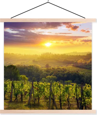 Produktbild von MuchoWow® Textilposter Toskana - Italien - Weinreben 120x120 cm mit holzfarbenen Rahmen - Textil-Poster
