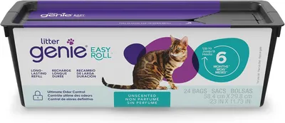 Productafbeelding van Kattenbak afvalzakken navulling - 24 zakjes op rol - Geschikt voor Litter Genie Easy Roll