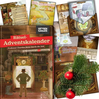 Produktbild von Hidden Games - Rätsel-Adventskalender - Charlies Reise durch die Zeit - Deutsch - Ein Spiel in 24 Episoden, Escape Room Spiel