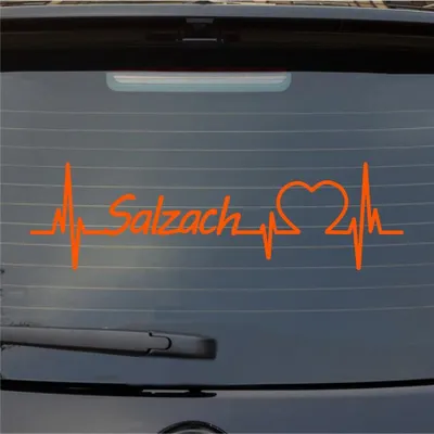 Produktbild von Heckscheibenaufkleber Salzach Herzschlag Puls Fluss Wasser Liebe 55x16 cm Orange Auto Aufkleber Sticker