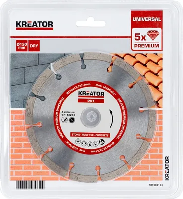 Obrázok produktu pre Diamantový rezný kotúč Premium 150 mm na betón, strešné škridly, šindle, kameň a podobné materiály. Ø 150 x 22,2 x 2,2 mm - Maximálne otáčky 10 200 ot