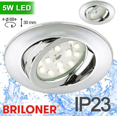 Produktbild von Briloner LED Einbau Spot schwenkbar Chrom 68mm IP23 400 Lumen Warmweiß 5,0W