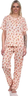 Immagine prodotto di Pigiama da donna pantalone lungo con camicia a maniche corte; albicocca/XL