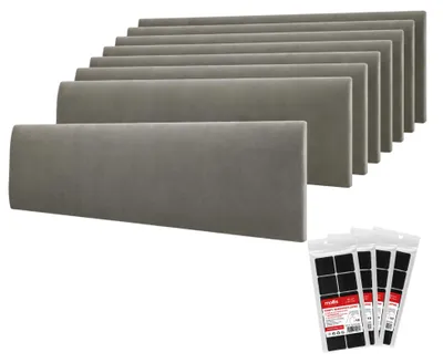 Produktbild von STEGU Polsterpaneel-Set 8× Rechteck 60x15 cm inkl. Klettband Kopfteil Schlafzimmer Grau