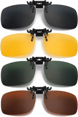 Produktbild von Polarisierte Clip-On Sonnenbrille 4 Stück, Flip-Up, Randlos, Mehrfarbig, Für Damen und Herren