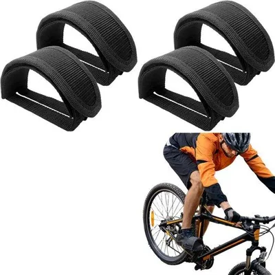 Immagine prodotto di Due paia - Cinghie per pedali da bicicletta - Cinghie per gambe da bicicletta - Cinghie per piedi da bicicletta - Regolabili - Resistenti allo strappo - Nere - Per fissare i pedali della bicicletta