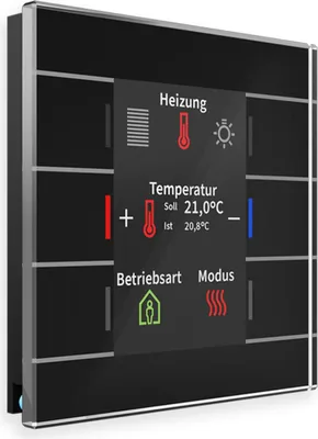 Productafbeelding van MDT KNX Glasbediening II Smart met kleuren display en temperatuursensor, zwart, 1 stuk.