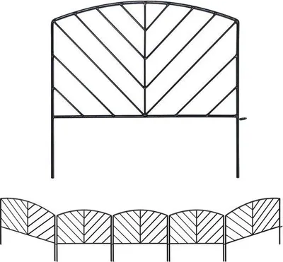 Zdjęcie produktu dla Zestaw czarnego metalowego ogrodzenia ogrodowego 43 cm x 2,4 m na taras i ogród kwiatowy